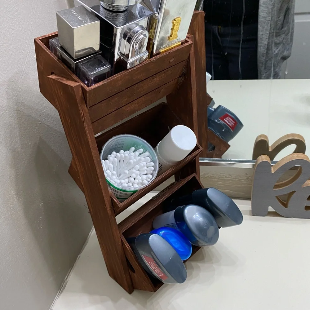 Homemade bathroom cosmetic holder